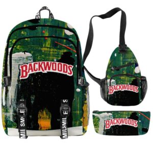 Backwoods 3D Printed Backpacks 3 Piece Set Boys Girls Teenager Laptop Oxford Waterproof Bags