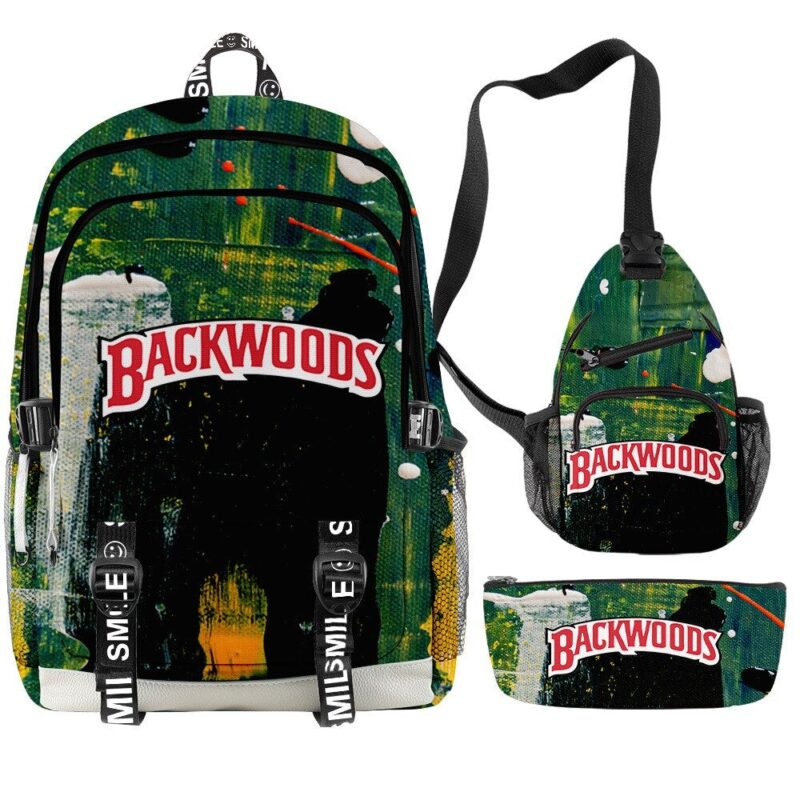 Backwoods 3D Printed Backpacks 3 Piece Set Boys Girls Teenager Laptop Oxford Waterproof Bags