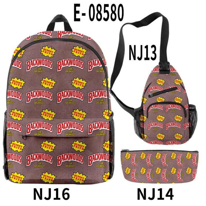 Backwoods Backpack Zipper Backpack & Shoulder Bag + Pencil Case Oxford Bag 3 PCS Set