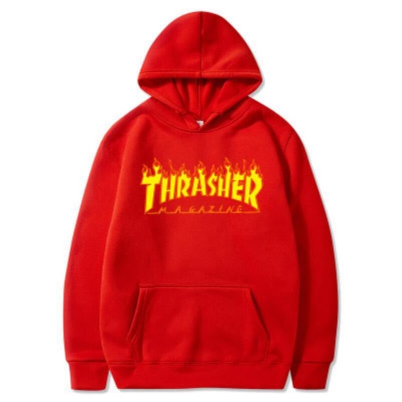 Thrasher Fashion Letter Print Hooded Sweatshirt Autumn Winter Trend Street Tops