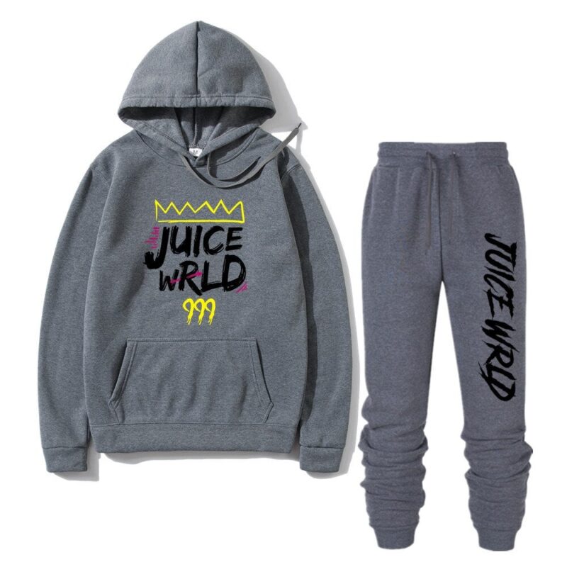 2 Pieces Sets Tracksuit Men Rapper Juice Wrld Hooded Sweatshirt pants Pullover Hoodie Sportwear Sweat Suit