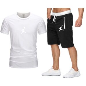 Summer Jogging Pants T-shirt Tracksuit Funny Streetwear Jordan23 T shirt+Beach Shorts Sets