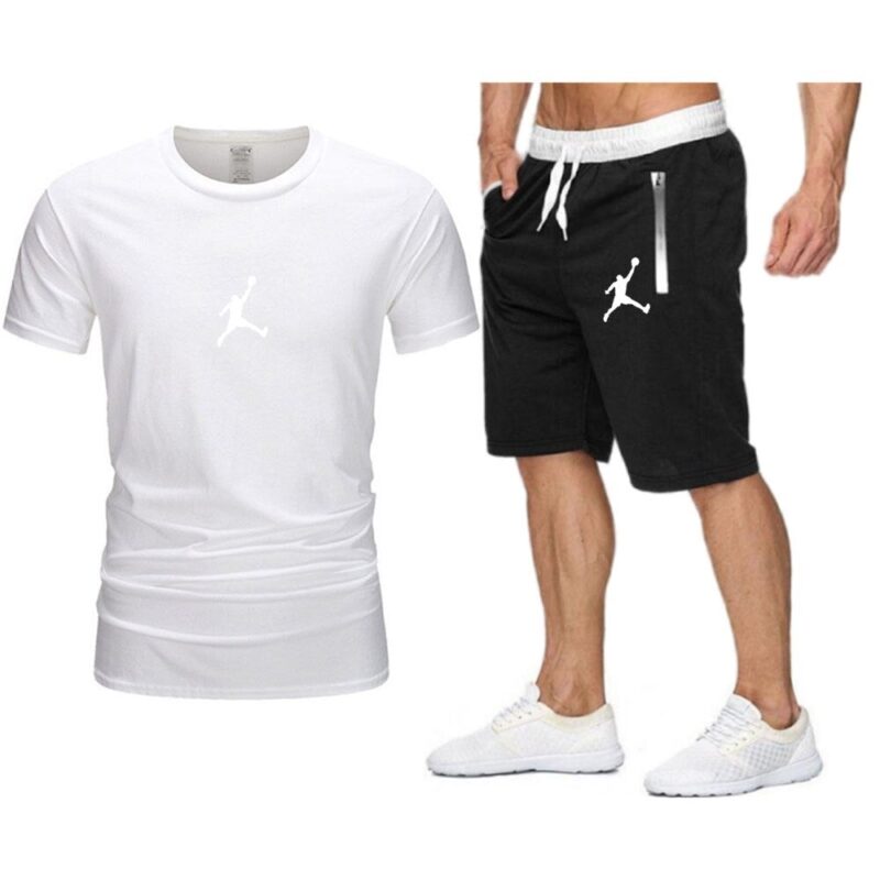 Summer Jogging Pants T-shirt Tracksuit Funny Streetwear Jordan23 T shirt+Beach Shorts Sets