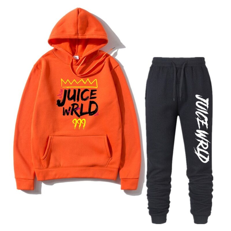 2 Pieces Sets Tracksuit Men Rapper Juice Wrld Hooded Sweatshirt pants Pullover Hoodie Sportwear Sweat Suit