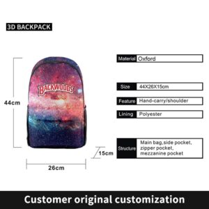 BACKWOODS Bag Cigar Starry Sky 3D Digital Color Printing Campus Student Backpack Laptop Bag Youth Casual Fashion Bag