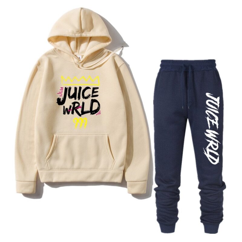 2 Pieces Sets Tracksuit Men Rapper Juice Wrld Hooded Sweatshirt pants Pullover Hoodie Sportwear Sweat Suit