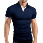 Summer Men's T-shirt Lapel Casual Short-sleeved Stitching T-shirt for Male Solid Color Pullover Tops T-shirt