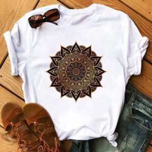 Women aesthetics Graphic Tshirt Beautiful Mandala print short sleeve Tshirt