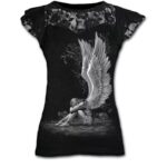 Plus Size Goth Graphic Lace T Shirts for Women Punk Tees Ladies Y2k Short Sleeve Tops