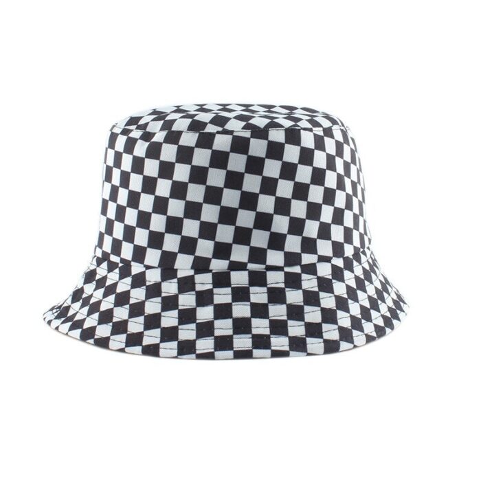 2020 New Brand Black White Plaid Check Bucket Hats Fishing Caps Women Mens Reversible Fisherman Hat 1
