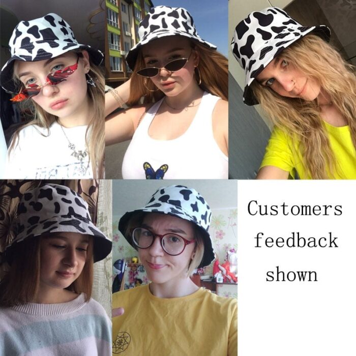 2021 New Fashion Reversible Black White Cow Print Bucket Hat Panama Summer Sun Caps For Women 5e66359d 82ef 4f6a a571 e377638e0ac4