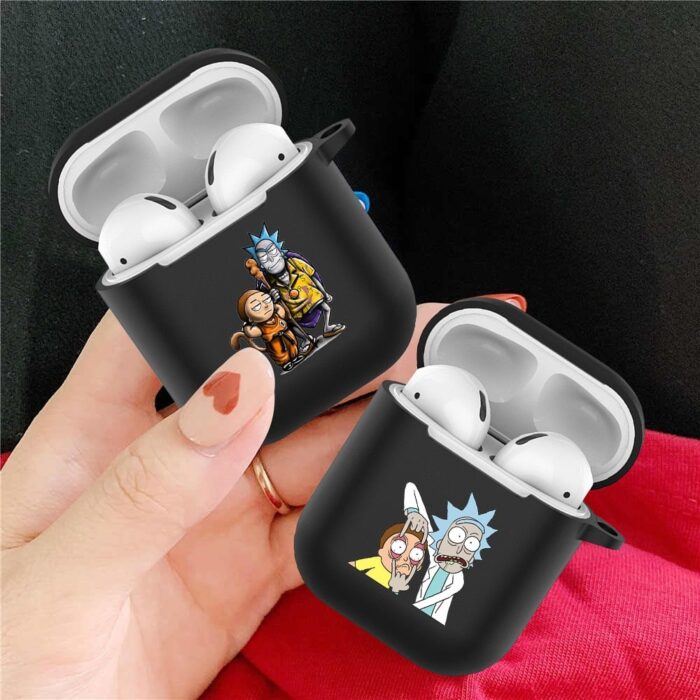 Cute interesting Rick Morty Soft TPU Case For AirPods 2 1 Pro Black Silicone Wireless Bluetooth