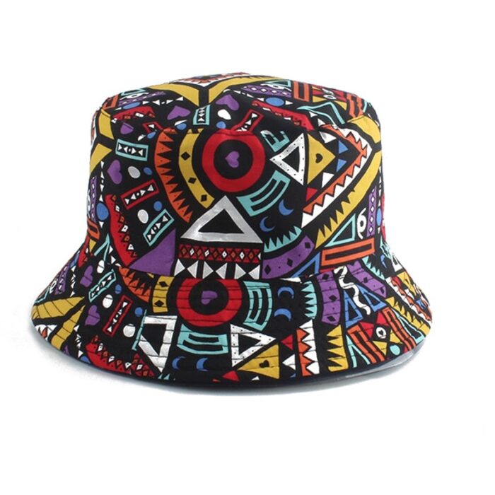 Men Women Fisherman Hat Vintage Print Panama Bucket Hat Reversible Bob Chapeau Femme Retro Hip Hop 1