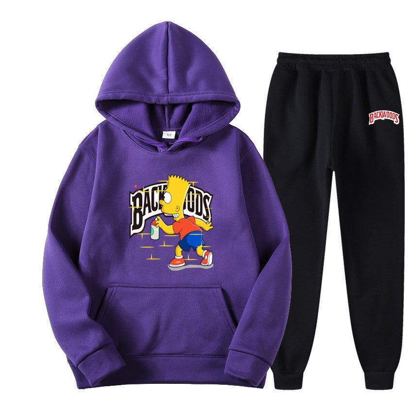 Backwoods Bart Set Fleece Printed Sportswear Pants Hoodie Set