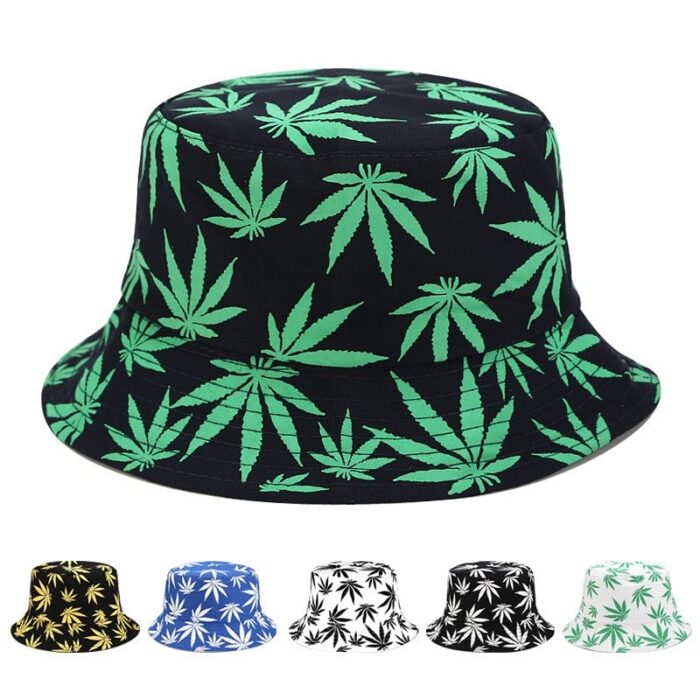 Panama Leaf Print Bucket Hat Hip Hop Fisherman Hat Men Women Outdoor Summer Casual Cotton Bob